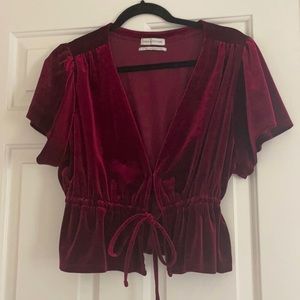 Urban Outfitters red velvet crop top